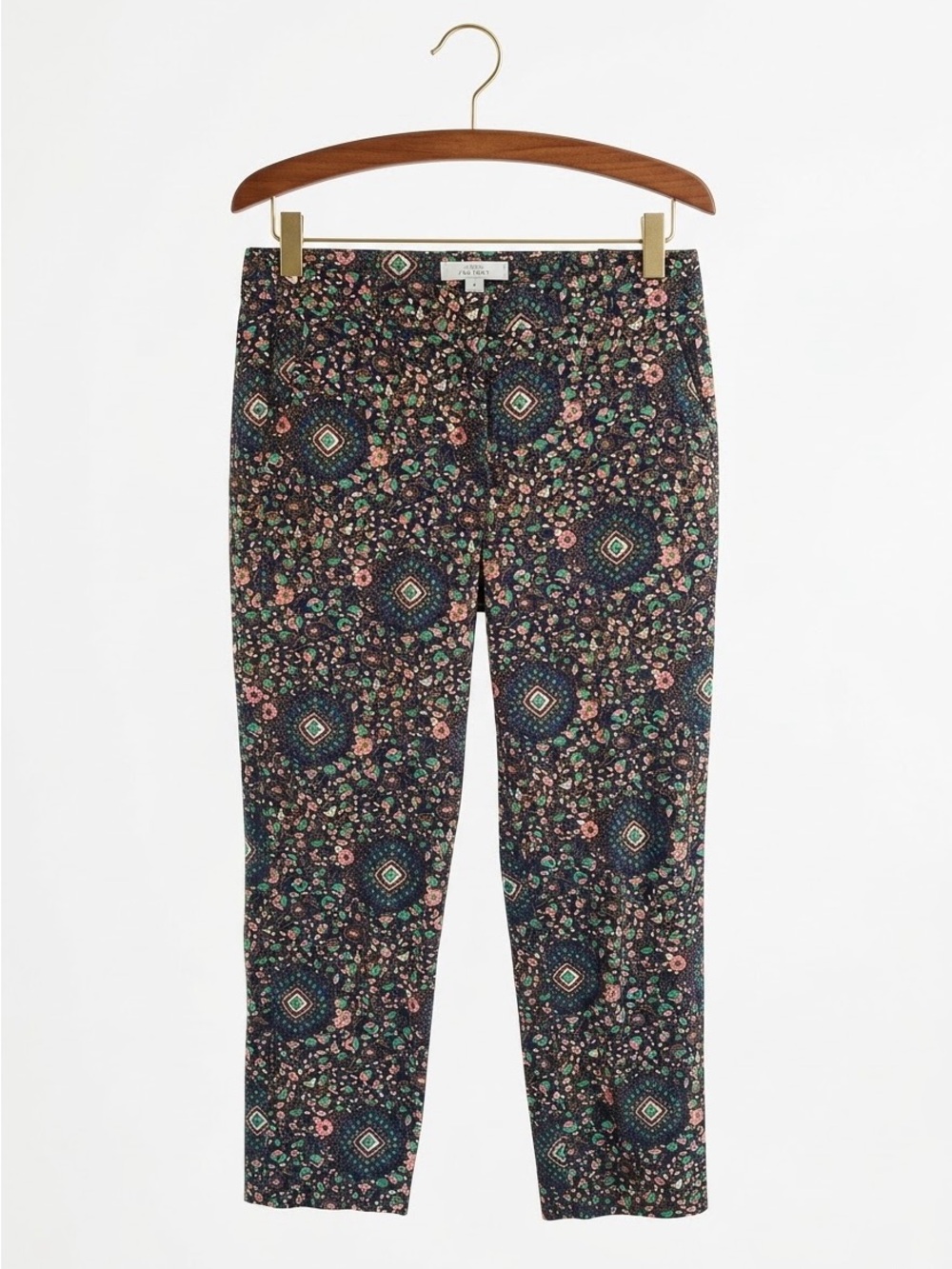 J.Crew Factory Navy Floral Medallion Skimmer Ankle Pants Size 4 Preppy Boho